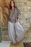 Sundaze Cheesecloth Chalk Stripe Boyfriend Shirt Mocha & Earth